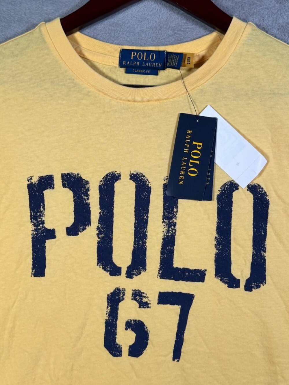 Polo Ralph Lauren T Shirt Mens S Yellow 67 Stencil Graphic Short Sleeve $65